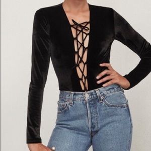 Reformation Avalon Velvet Bodysuit - XS